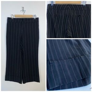 Y2K Odds & Evens Pink Pinstripe Wide Leg Cuffed Capri Size 9/10